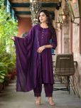 Juniper Rayon Solid Kurti With Patiala Women's Stitched Salwar Suit - Purple ( Pack of 1 )