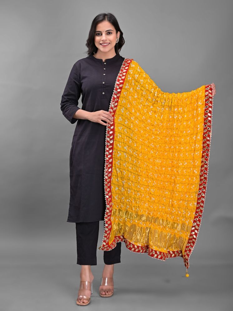     			Anjaneya Creations Yellow Silk Women's Dupatta - ( Pack of 1 )