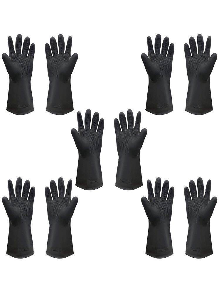     			Black Rubber Waterproof, Reusable Multi-Purpose Cleaning Glove Black Cleaning Kit For