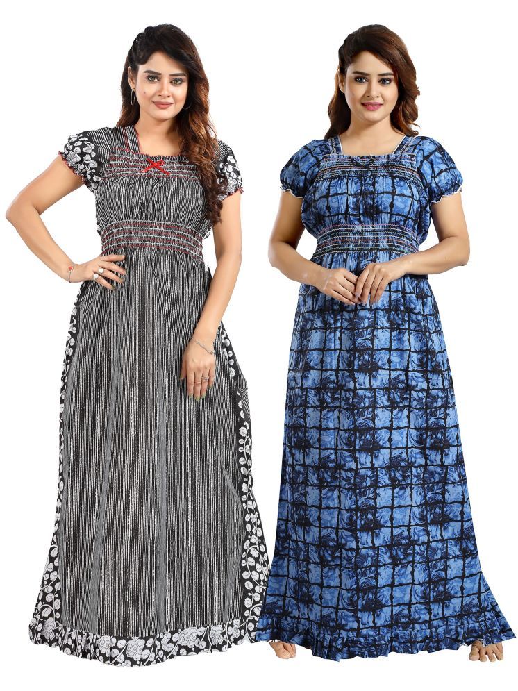     			Cinco Multicolor Cotton Blend Women's Nightwear Nighty & Night Gowns ( Pack of 2 )