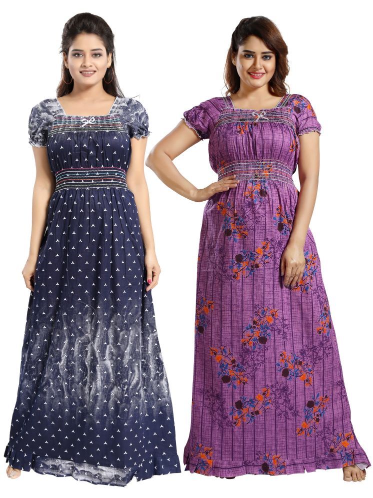     			Cinco Multicolor Cotton Blend Women's Nightwear Nighty & Night Gowns ( Pack of 2 )