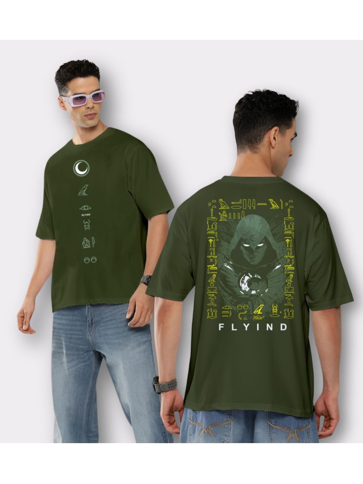     			FLYIND VOGUE OUTFIT Cotton Oversized Fit Printed Half Sleeves Men's Round T-Shirt - Olive ( Pack of 1 )