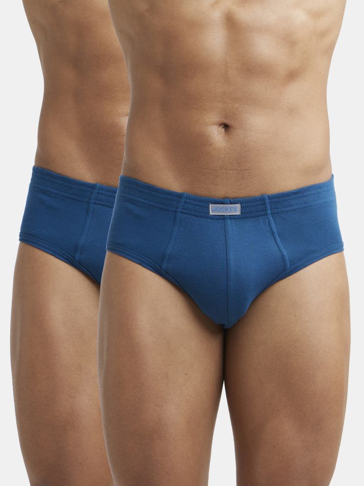     			Jockey 1009 Men Super Combed Cotton Rib Solid Brief - Poseidon (Pack of 2)