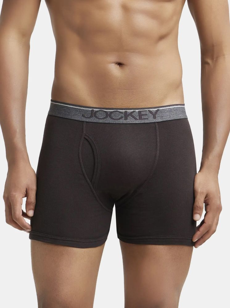     			Jockey 8009 Men Super Combed Cotton Rib Solid Boxer Brief - Brown