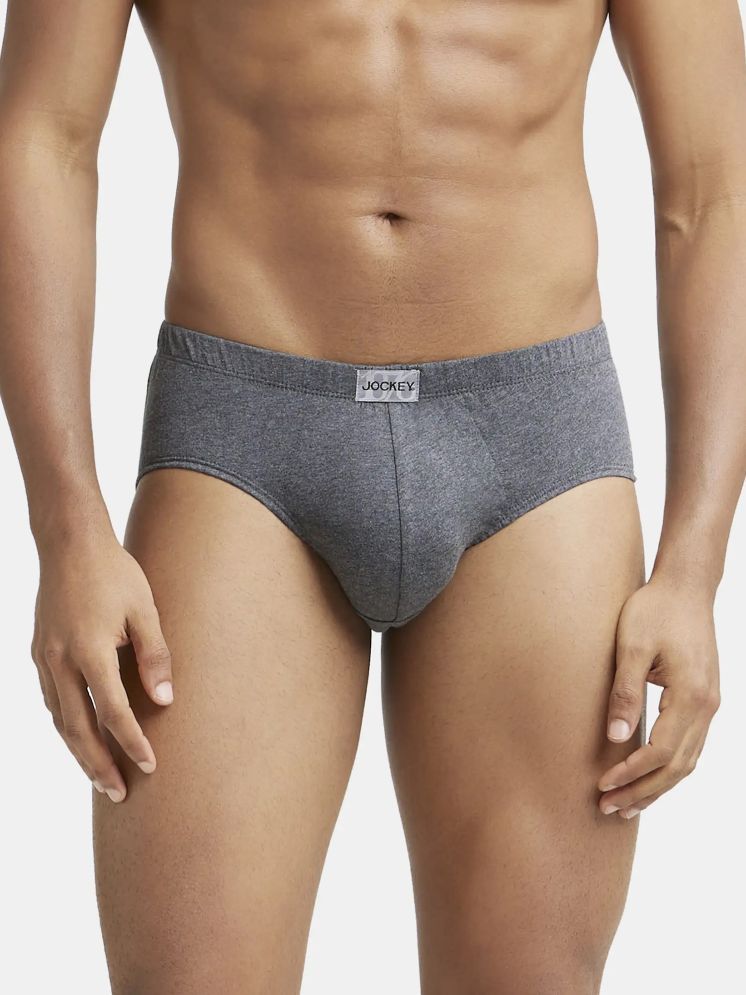     			Jockey 8035 Men Super Combed Cotton Solid Poco Brief - Charcoal Melange