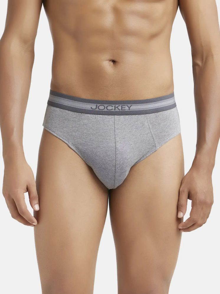     			Jockey 1010 Men Super Combed Cotton Solid Brief with Stay Fresh Treatment - Mid Grey Melange