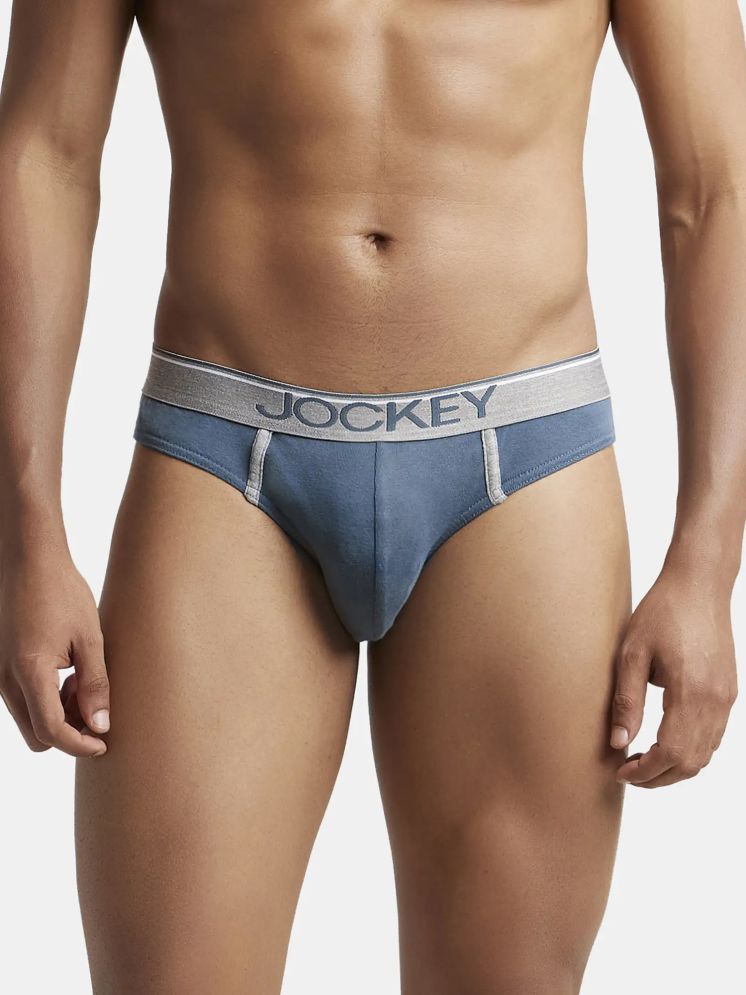     			Jockey 8044 Men Super Combed Cotton Rib Solid Brief with Ultrasoft Waistband - Deep Slate