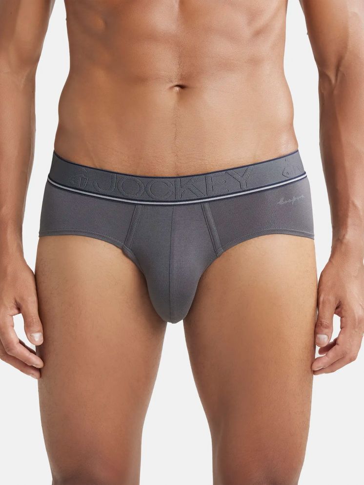     			Jockey HG15 Men Tencel Micro Modal Elastane Stretch Solid Brief with StayFresh Properties - Gunmetal