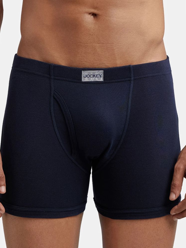     			Jockey 8008 Men Super Combed Cotton Rib Solid Boxer Brief - Deep Navy