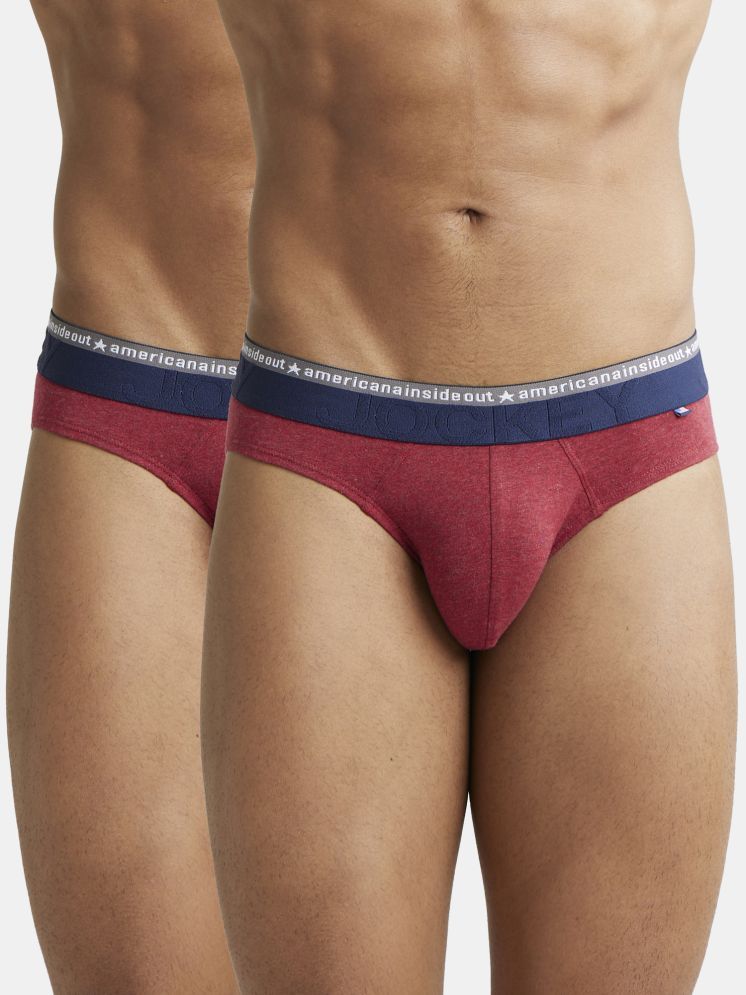     			Jockey US59 Men Super Combed Cotton Elastane Solid Brief - Red Melange (Pack of 2)