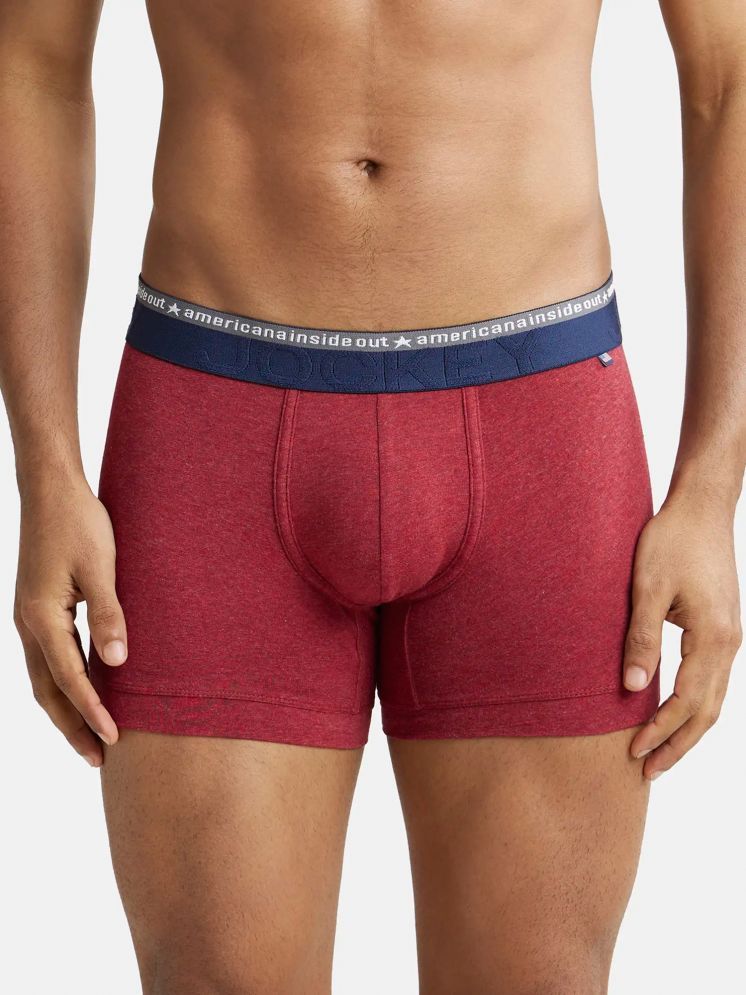     			Jockey US60 Men Super Combed Cotton Elastane Solid Trunk - Red Melange