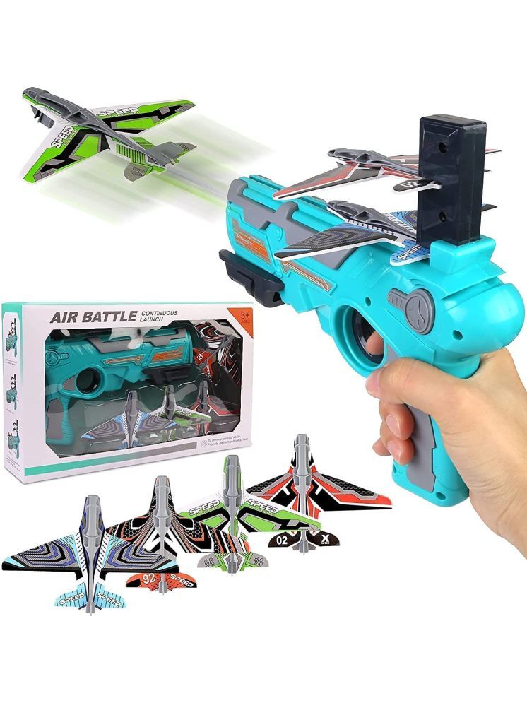     			PANSHUB Airplane Launcher Toy Catapult Gun with 4 Foam aircrafts | Catapult Gun with 4 Foam Planes | Perfect for Shooting Games (Colour may vary) (Airplane Launcher Gun Toy)