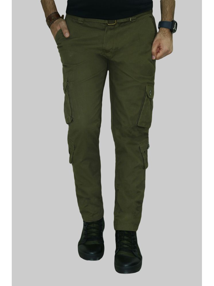     			WARBURG Regular Flat Men's Cargos - Dark Green ( Pack of 1 )