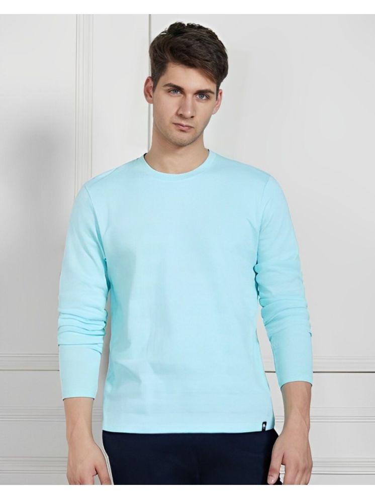     			plusperfaction Cotton Blend Regular Fit Solid Full Sleeves Men's Round T-Shirt - Sky Blue ( Pack of 1 )