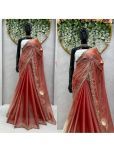 A.G.M.G FASHION Art Silk Embroidered Saree With Blouse Piece - Red ( Pack of 1 )