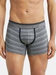 Jockey US68 Men Super Combed Cotton Elastane Stripe Trunk with Ultrasoft Waistband-Mid Grey Melange