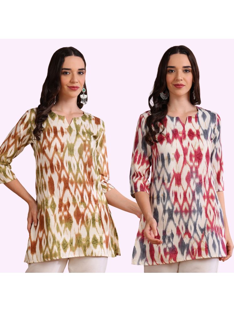     			DSK STUDIO Viscose Printed Straight Women's Kurti - Multicolor ( Pack of 2 )