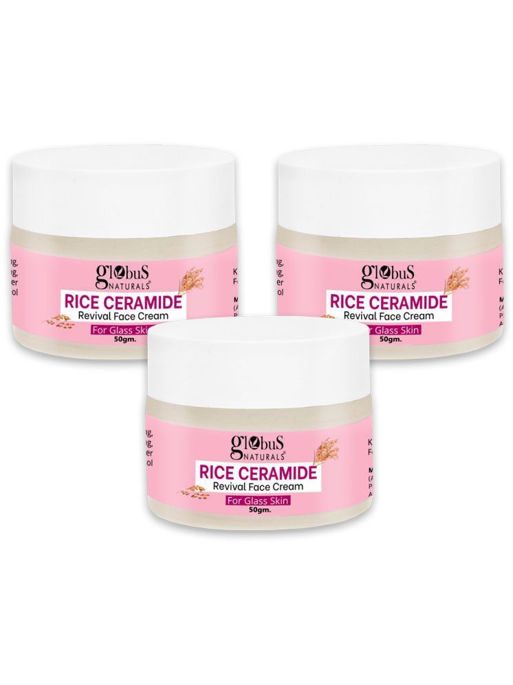     			Globus Natural Rice Ceramide Revival Face Cream, For Korean Glass Skin, 50 gm (Pack of 3)