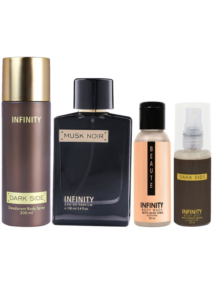     			Infinity Musk Noir Perfume, Dark Side Deodorant, Beaute Body Wash & Dark Side Body Mist Long Lasting Pack of 4