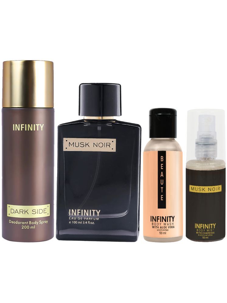     			Infinity Musk Noir Perfume, Dark Side Deodorant, Beaute Body Wash & Musk Noir Body Mist Long Lasting Pack of 4