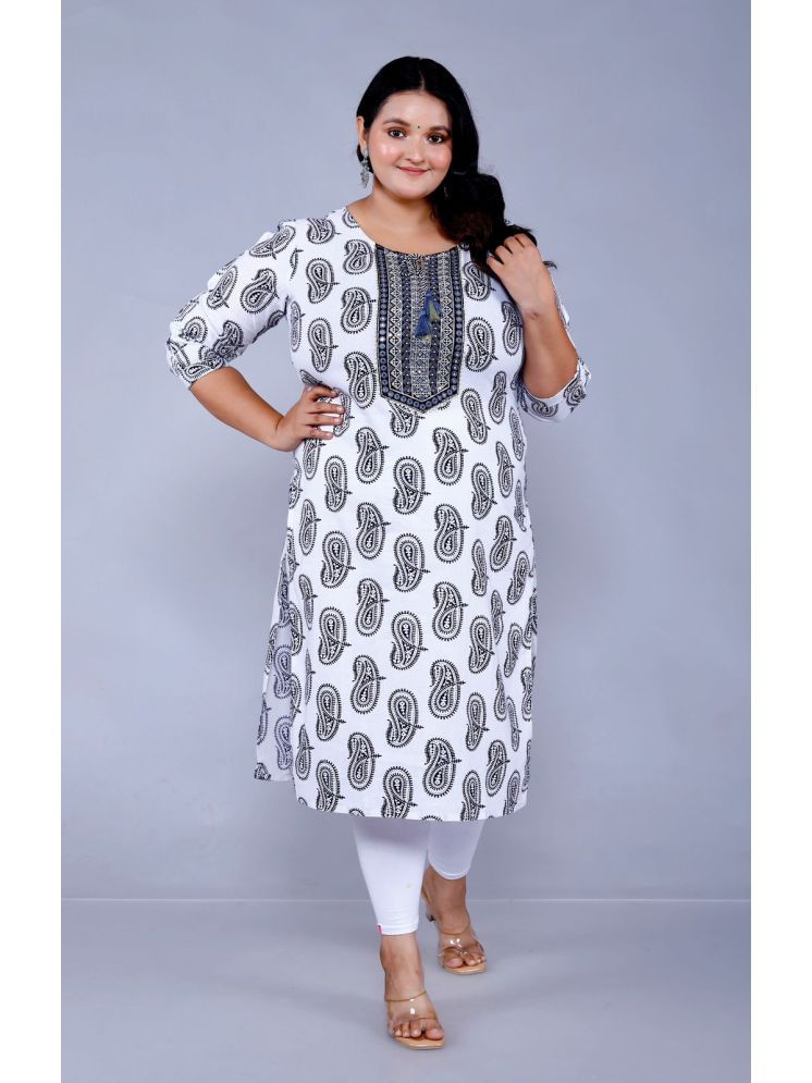     			JC4U Cotton Embroidered Straight Women's Kurti - White ( Pack of 1 )