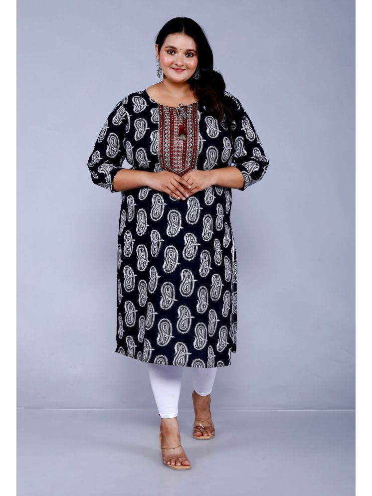     			JC4U Cotton Embroidered Straight Women's Kurti - Black ( Pack of 1 )