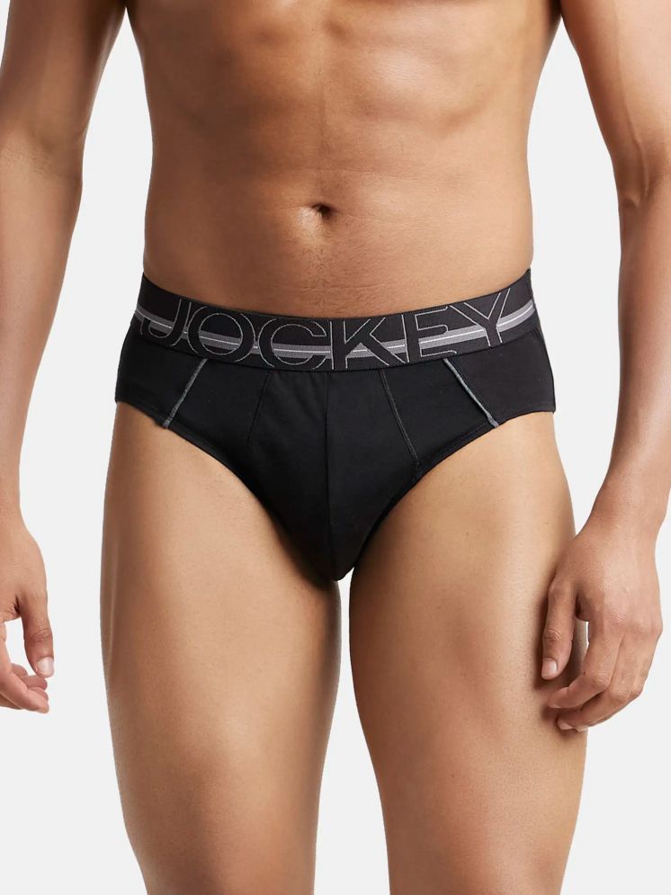     			Jockey US14 Men Super Combed Cotton Solid Brief with Ultrasoft Waistband - Black