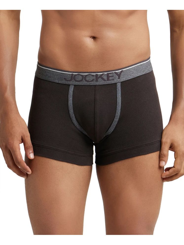     			Jockey 8015 Men Super Combed Cotton Rib Solid Trunk with Ultrasoft Waistband - Brown