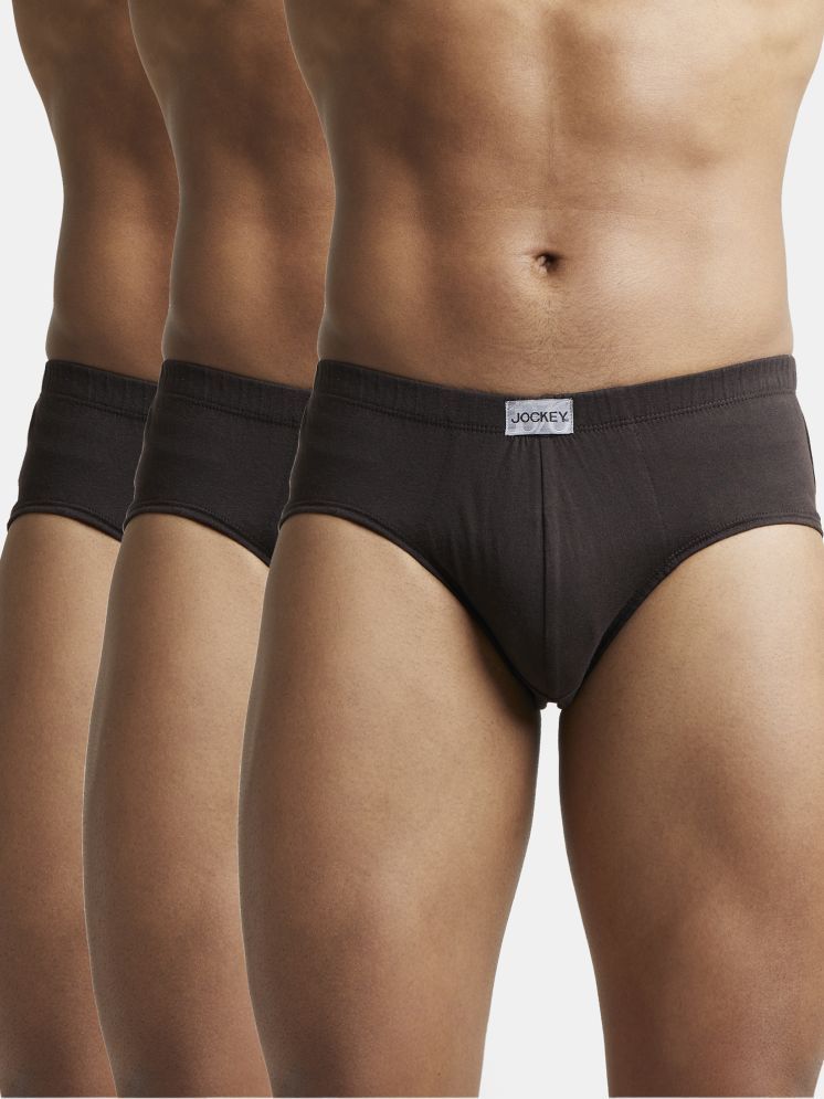     			Jockey 8035 Men Super Combed Cotton Solid Poco Brief - Brown (Pack of 3)