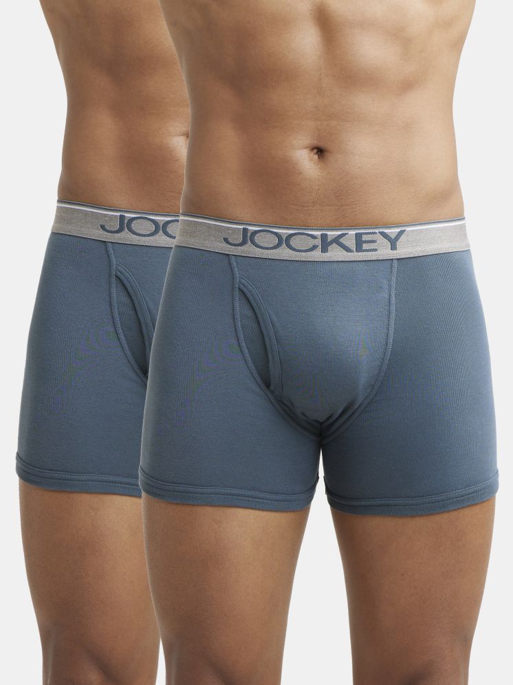     			Jockey 8009 Men Super Combed Cotton Rib Solid Boxer Brief - Deep Slate (Pack of 2)