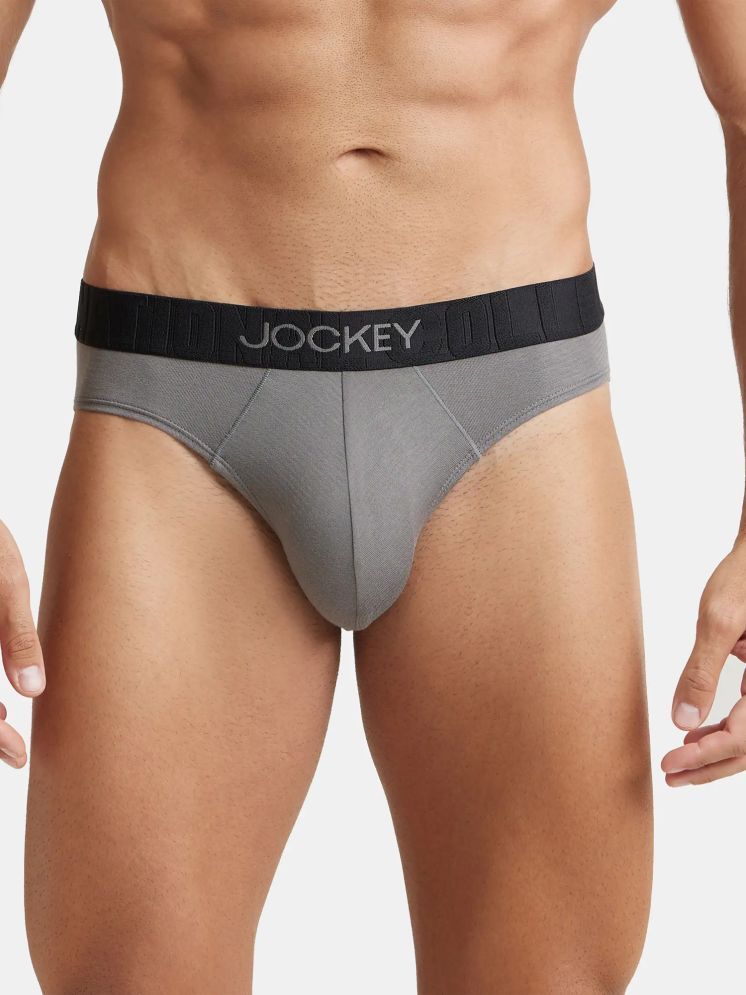     			Jockey IC31 Men Supima Cotton Elastane Stretch Solid Brief with Ultrasoft Waistband - Gunmetal