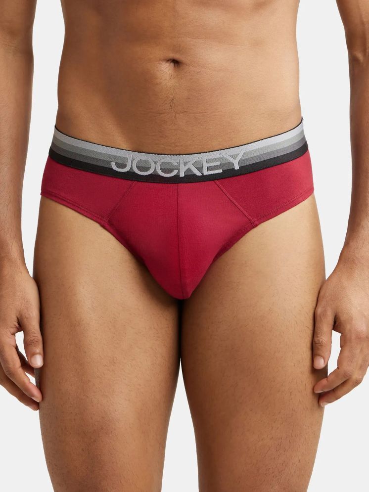     			Jockey US07 Men Super Combed Cotton Elastane Solid Brief with Ultrasoft Waistband - Red Pepper