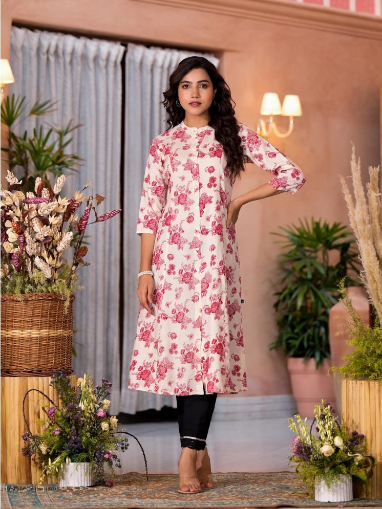     			Juniper Rayon Printed Straight Women's Kurti - Off White ( Pack of 1 )