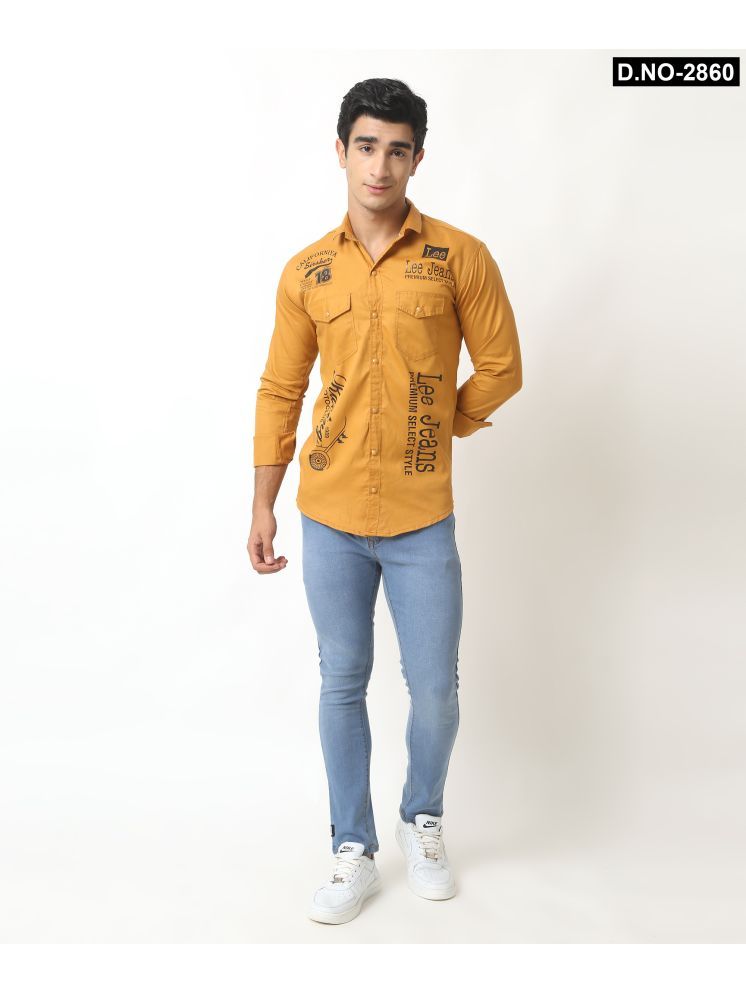     			NEW-18 100% Cotton Regular Fit Printed Full Sleeves Men's Casual Shirt - Mustard ( Pack of 1 )