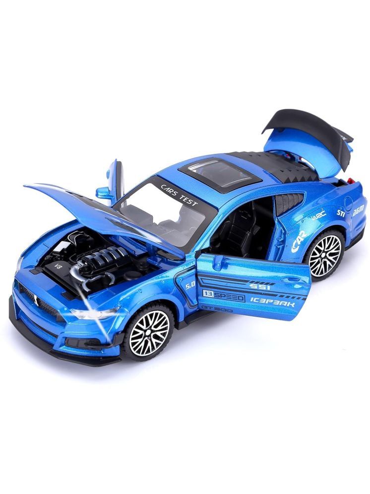     			PANSHUB 1:32 Mustang GT500 Exclusive Alloy Metal Pull Back Die-cast Car, Diecast Metal Pullback Toy car with Openable Doors & Light, Music Metal Car for Kids (1:32 Mustang GT500 - Blue)