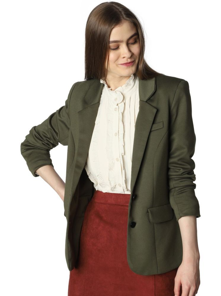     			PPTHEFASHIONHUB - Cotton Blend Green Blazers