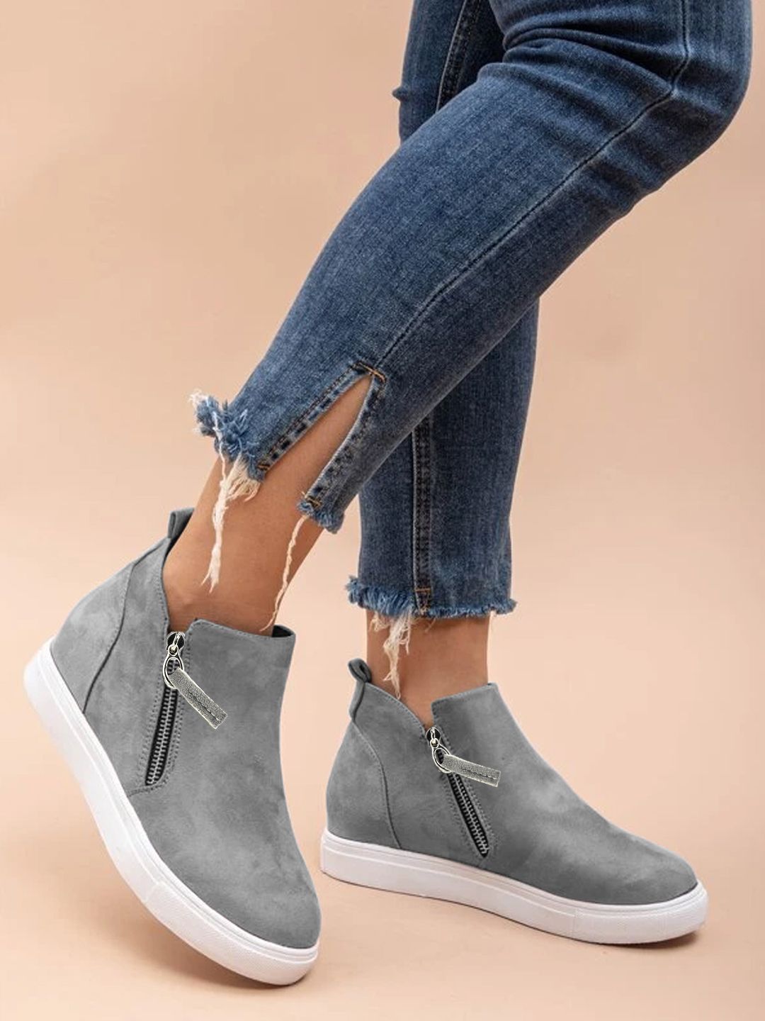     			Stylestry Gray Women's Ankle Length Boots