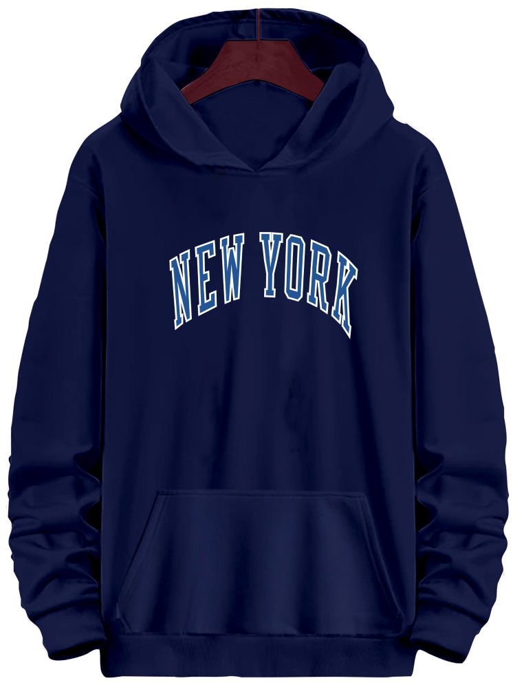     			fashion and youth Cotton Blend Hooded Men's Sweatshirt - Navy ( Pack of 1 )