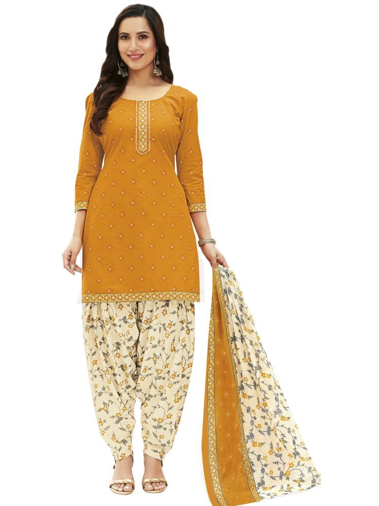     			shree jeenmata collection Cotton Printed Kurti With Patiala Women's Stitched Salwar Suit - Yellow ( Pack of 1 )