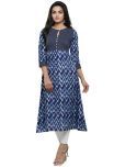 Yash Gallery Cotton Printed A-line Women's Kurti - Blue ( Pack of 1 )