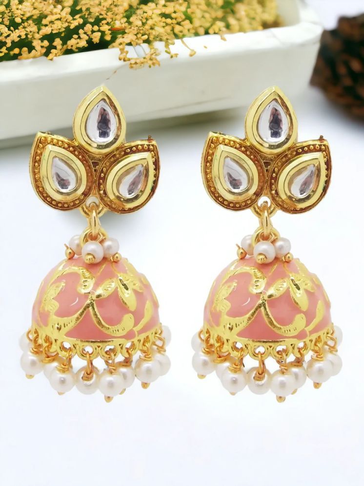     			9blings Peach Jhumki Earrings ( Pack of 1 )