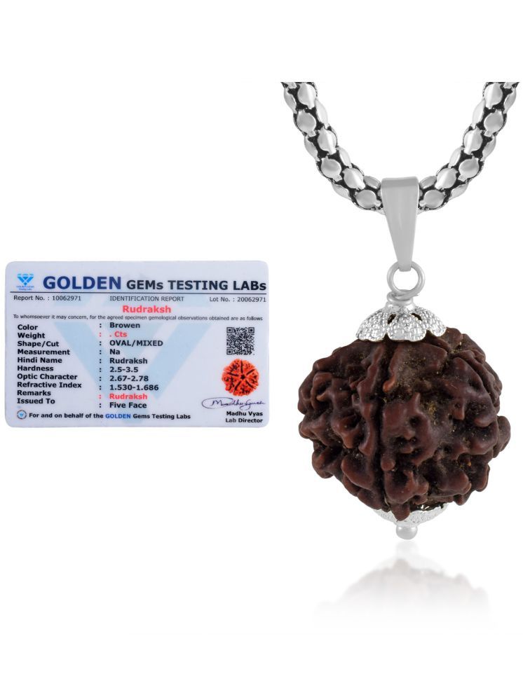     			ADMIER 5 Mukhi Rudraksha Pendant With Chain ( Pack of 1 )