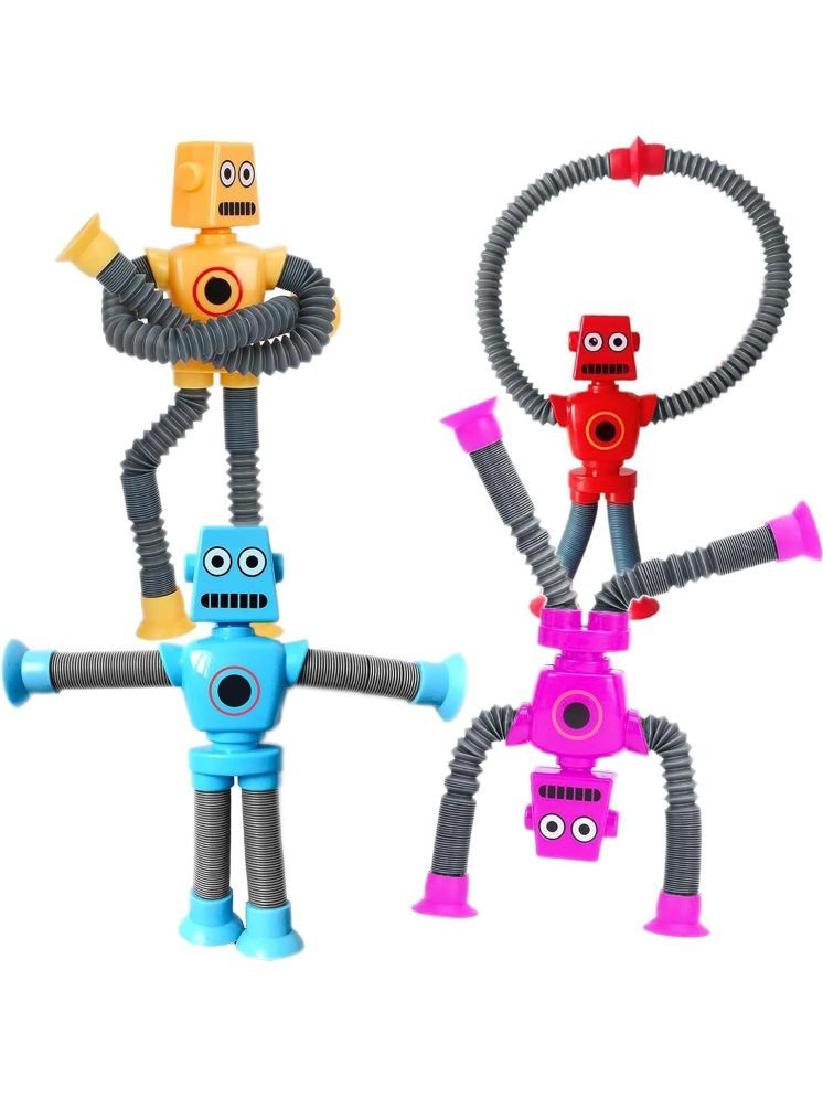     			Bluebell 4PCS Telescopic Suction Cup Robotics Toy, Pop Tubes Fidget Toys, Shape Changing Telescopic Sensory Tubes Fidget Tubes Sensory Toys Suction Toy