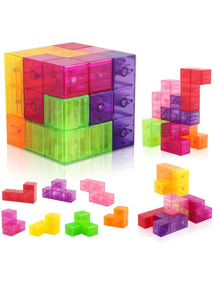     			Bluebell Creative Magnetic Cube Building Blocks Children's DIY Puzzle Toys Set of 7 Multi Shapes, Intelligence Developing and Stress Relief Fidget Toys