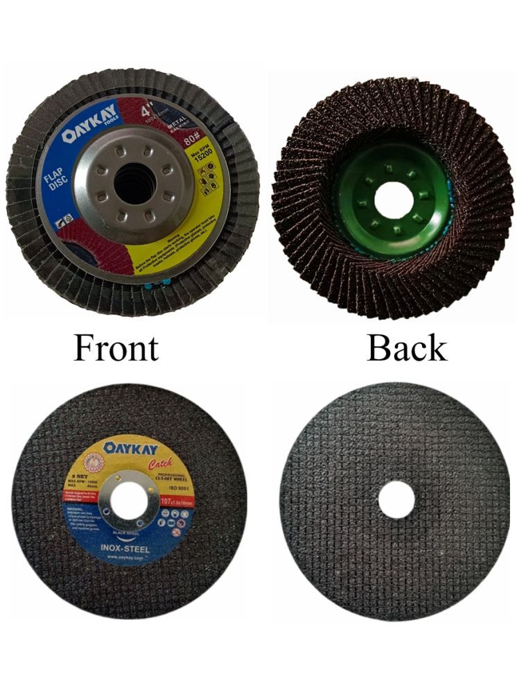     			Flap Disc Metal Backing 4x80 Grit & Cutting Wheel Catch Black 4 inch (Pack of 5+5 Pcs) Oaykay Hand Tool