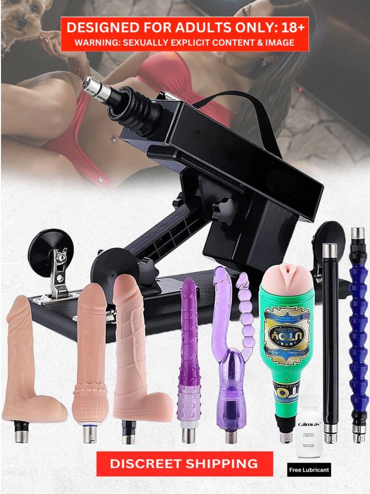     			Naughty Nights Thrusting Automatic Sex Machine with Strong Suction Cup 8 Adjustable Attachment Skin Safe Sexual Dildo Luxury Remote Control Sex Machine with Free Lube