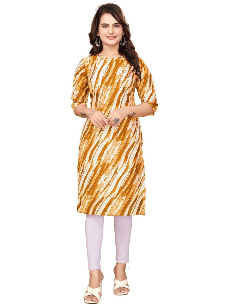     			PEAFOWL INCORPORATION Crepe Printed Straight Women's Kurti - Yellow ( Pack of 1 )