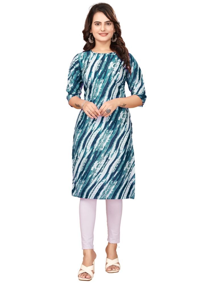     			PEAFOWL INCORPORATION Crepe Printed Straight Women's Kurti - Navy Blue ( Pack of 1 )