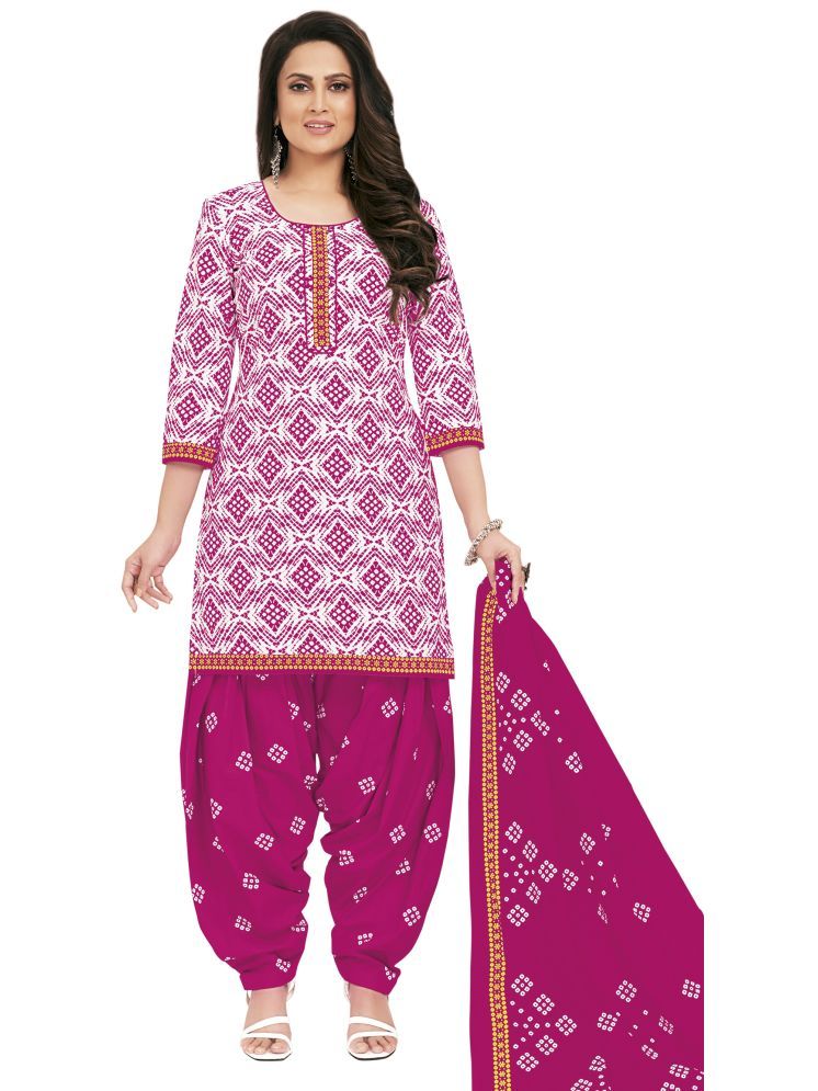     			SIMMU Cotton Printed Kurti With Patiala Women's Stitched Salwar Suit - Pink ( Pack of 1 )