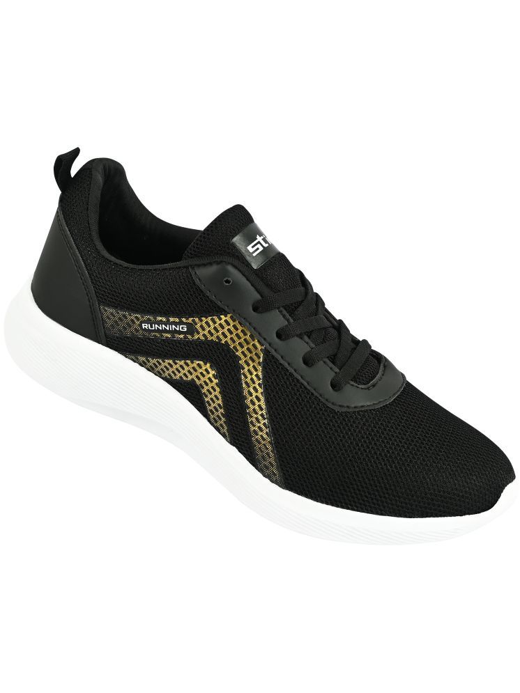     			STIO ECO-9-BLK-GOLD Black Men's Sports Running Shoes